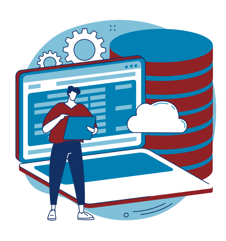 decorative image representing a person working on a database