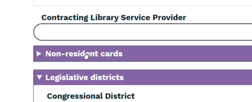 screenshot depicting the "non-resident cards" drop-down.