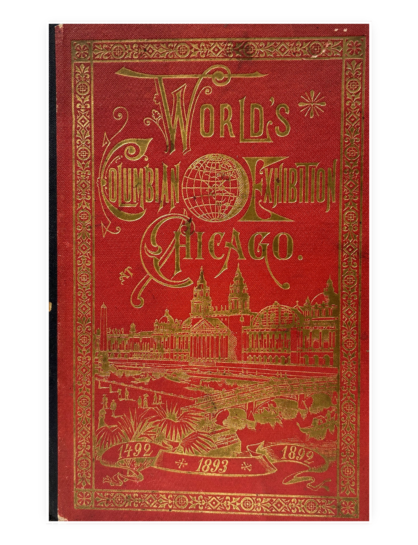 Gold embossed cover of the World's Columbian Exhibition Chicago