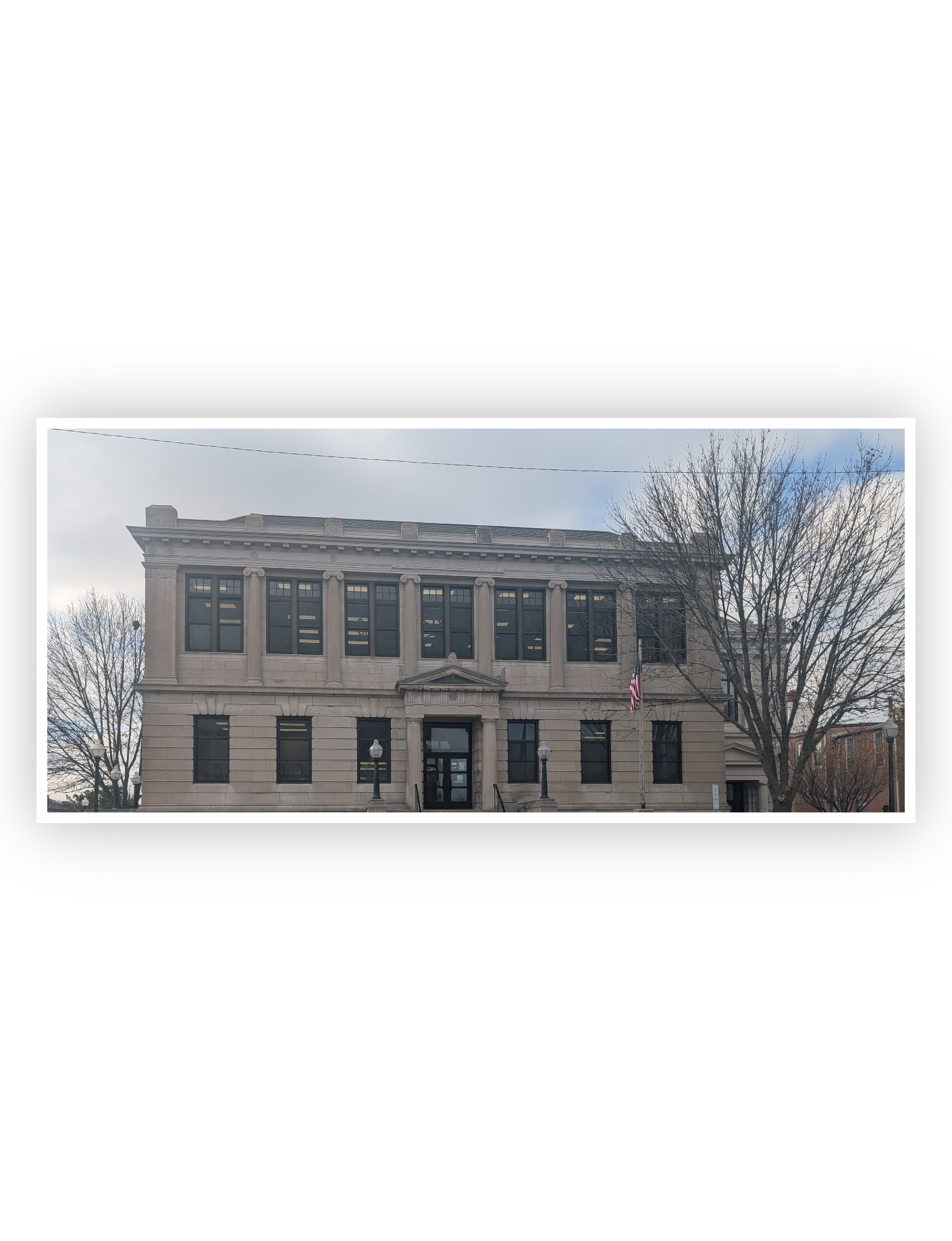 Mattoon Public Library exterior in winter