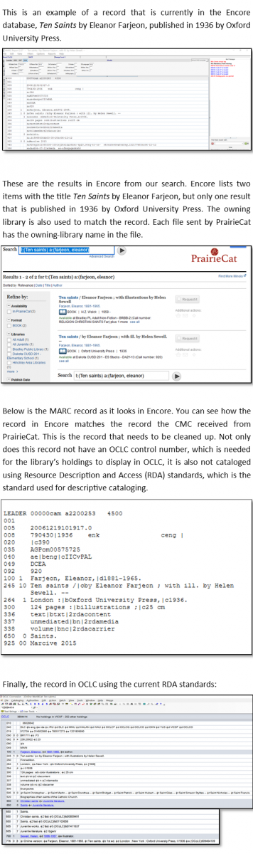 Screenshots of the PrairieCat Cleanup with captions