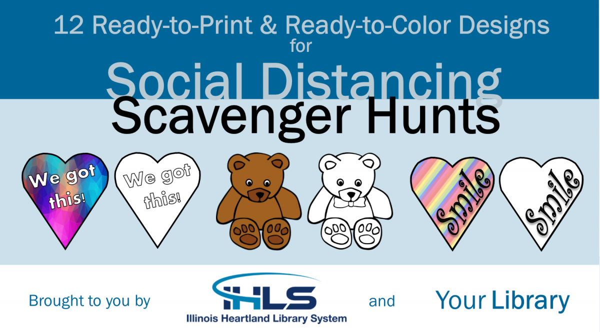 12 Ready-to-Print & Ready-to-Color Designs for Social Distancing Scavenger Hunts.
