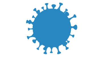 coronavirus silhouette (blue line-art drawing)