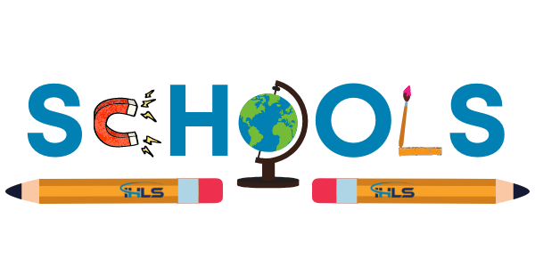 Graphic of "schools" spelled out with school supplies